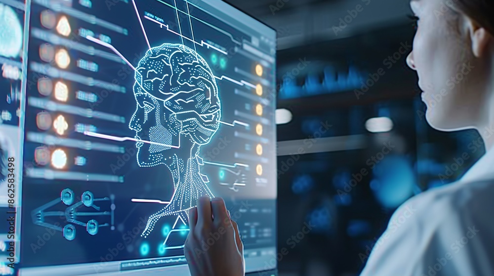 Poster the fusion of generative ai with ai intelligence captured in an editorial photography style, highlig