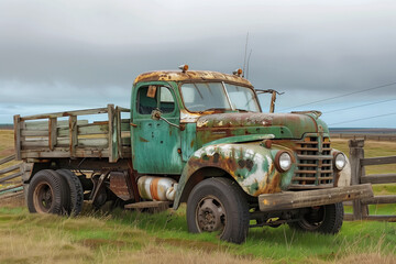 Obraz premium old truck in the field