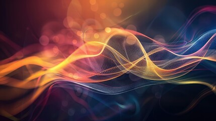 Obraz premium Flowing light waves on a dark background