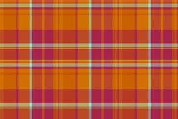 Place fabric background vector, gift paper textile check seamless. Worldwide plaid pattern texture tartan in red and orange colors.