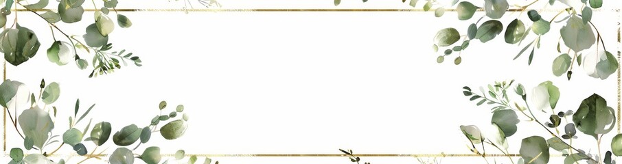Fototapeta premium Spring wedding invitations with floral branches and geometric borders in green. Poster and banner with bouquet frames with floral illustration in gold. Modern frames with floral illustration in gold.