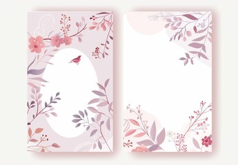 Illustration of a beautiful floral frame set with little birds. Design for cards, party invitations, prints, frame clip art, and advertising and promotion.