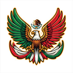 Mexican flag with bold red, white, and green hues, eagle holding snake, and cactus. Vector pennant with 3d papercut effect exudes the rich cultural heritage and spirit of Mexico