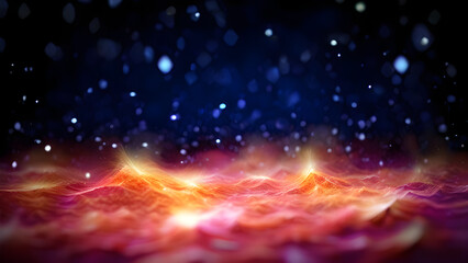 Fototapeta premium Abstract waves red gradient, blue particles