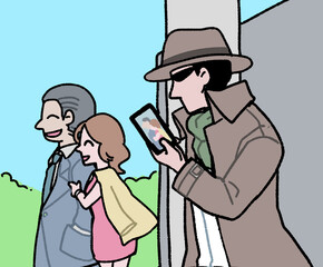 浮気調査する探偵