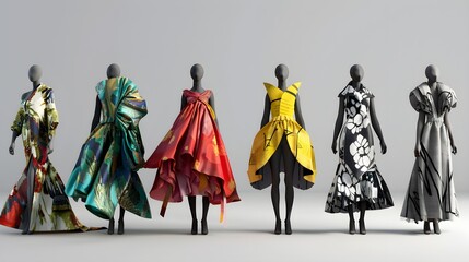 mannequins showcasing avant-garde fashion dresses