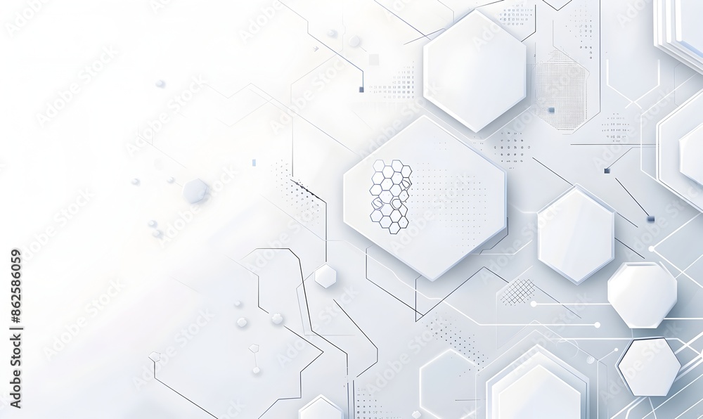 Poster abstract white background with hexagon pattern for technology, science and medical concept design ve