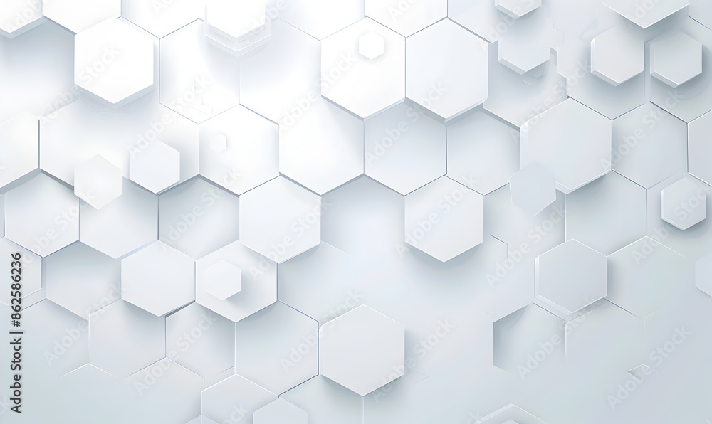 Poster abstract white background with hexagon pattern for technology, science and medical concept design ve