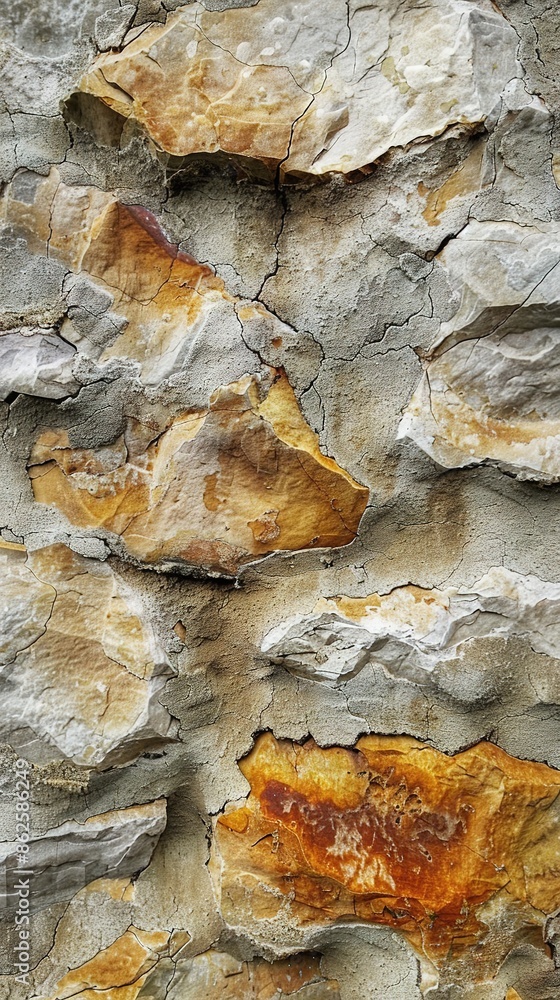 Aufkleber close-up of a textured rock surface with natural patterns and colors.