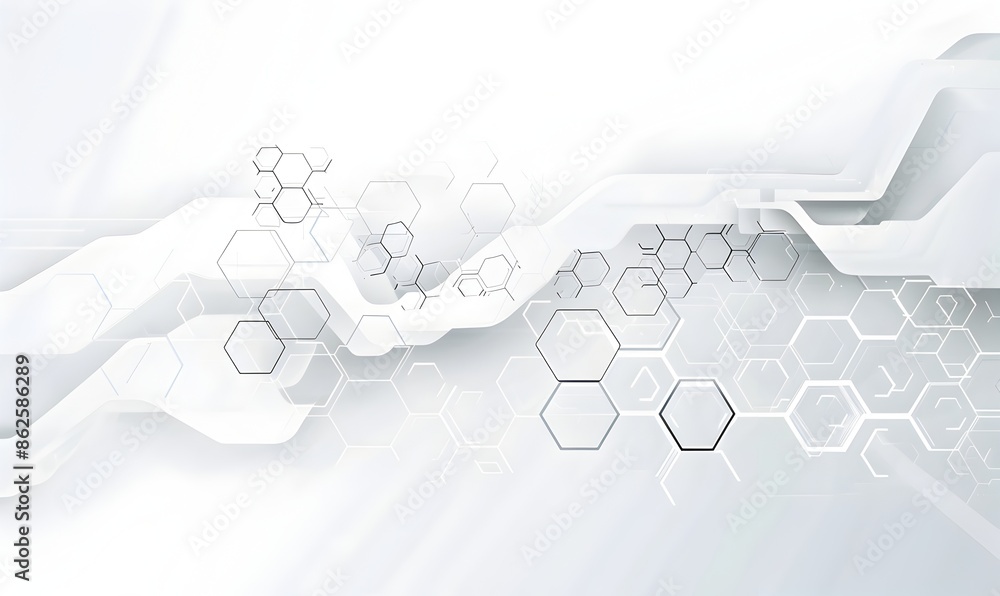 Poster abstract white background with hexagon pattern for technology, science and medical concept design ve