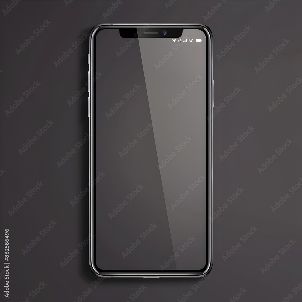 Poster vector illustration of a blank smartphone mockup with a transparent screen on an isolated background