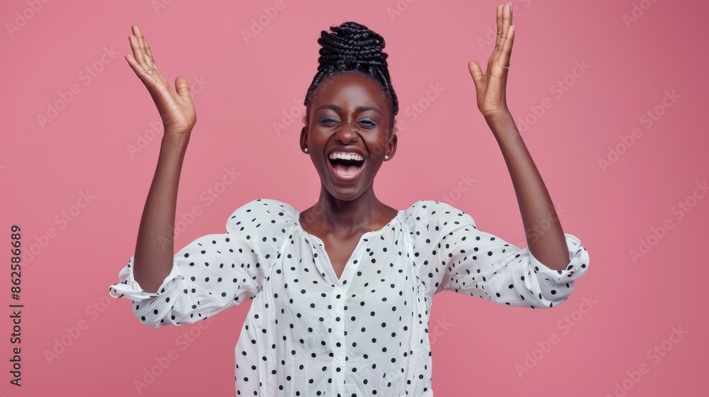 Wall mural the joyful excited woman