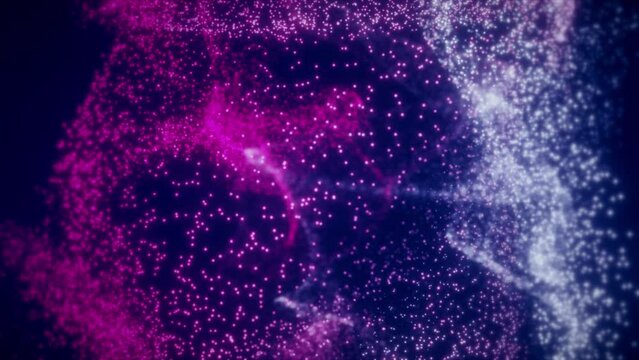 Colorful abstract background, chaotic movement of particles and shapes  