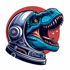 Fototapeta premium Dinosaur T-Rex wear Astronaut helmet Tshirt Illustration