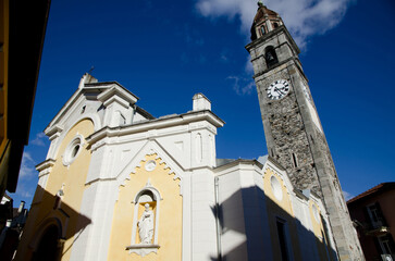 Old Beautiful Church in a Sunny Day in Ascona, Ticino, Switzerland.
