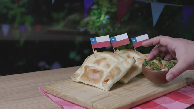 Empanadas and Pebre fiestas patrias Chile backyard
