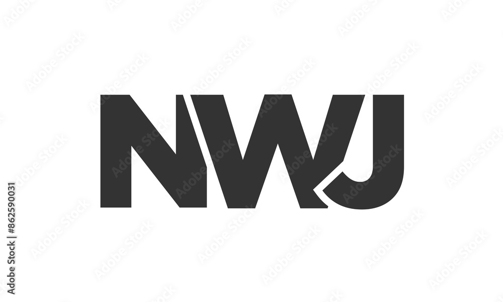 Poster nwj logo design template with strong and modern bold text. initial based vector logotype featuring s