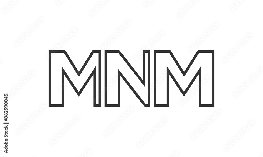 Poster mnm logo design template with strong and modern bold text. initial based vector logotype featuring s