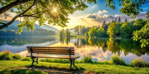 Obraz premium A peaceful moment of solitude in nature, with gentle music playing in the background, solitude, serene, peaceful