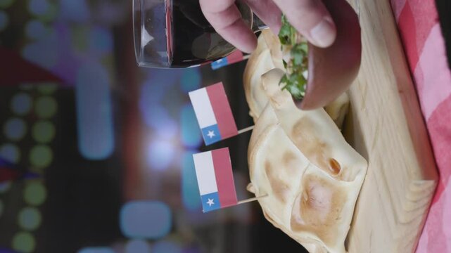 Empanadas and Pebre fiestas patrias Chile backyard wine vertical