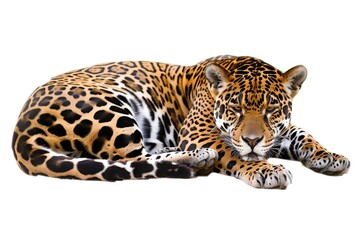 Obraz premium Jaguar Fur. Wild Animal Isolated on White Background in Natural Habitat