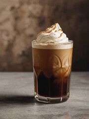 A glass of cold brew coffee with sweet vanilla foam