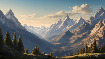 Obraz premium sunrise over the mountains, landscape background
