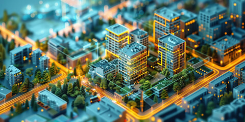 illustration of the residential real estate developers market. a graph or chart showing the drop in bond values. Background image. Created with Generative AI technology.