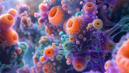 genetic diversity and the microbiome. Abstract art can symbolize the vast and varied nature of genomes, making the concept appealing and visually stimulating