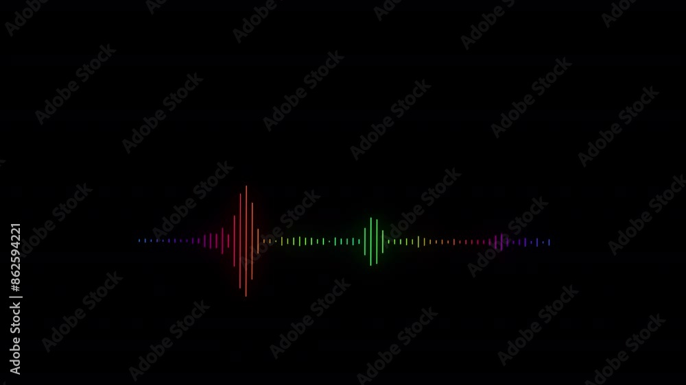 Poster music equalizer seamless loop background colored music waveform spectrum animation, audio waves anim