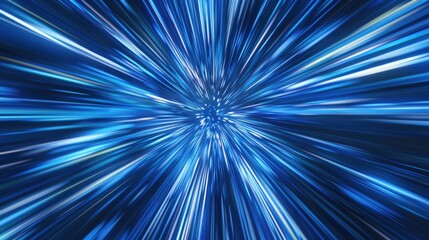 Fototapeta premium Zoom Abstract. Blue Blast with Bright Radial Lines on Geometric Background