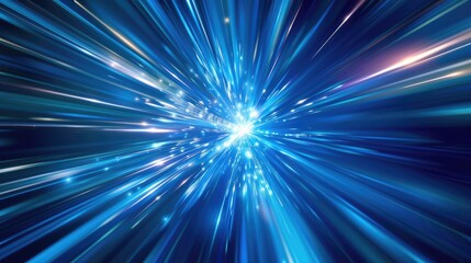 Zoom Abstract. Blue Radial Lines Geometric Background with Star Explosion and Motion Effect