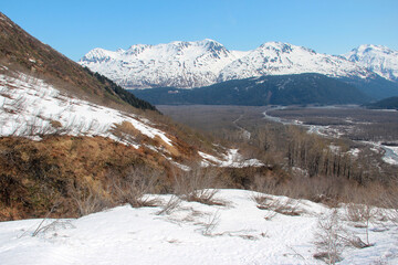 snow covered mountains