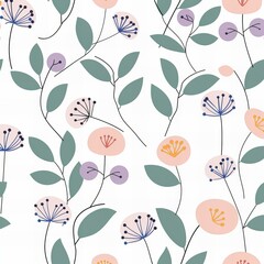 seamless pattern with leaves and flowers
