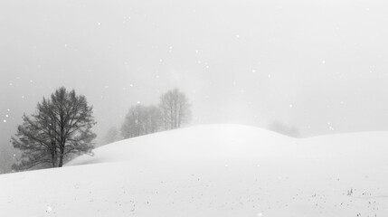 Obraz premium Lone tree on a snowy hill.