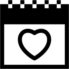 Vector Icon Calendar, schedule, time and date, love, heart
