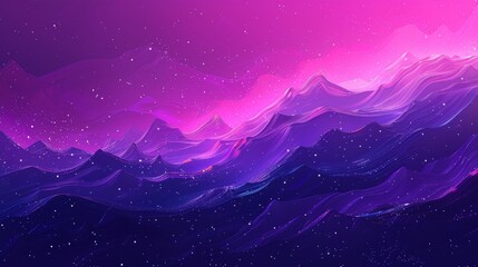 Fototapeta premium Abstract mountain range with a vibrant pink and purple sky.