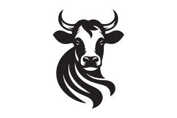 Naklejka premium Cow Black and White Isolated vector silhouette illustration