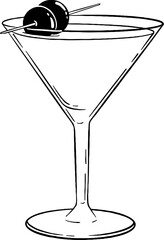 Manhattan Cocktail Line Art