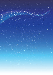 水彩　七夕 天の川流れる星空背景 フレーム　横