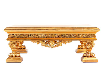 luxurious golden ornate table isolated on white or transparent png