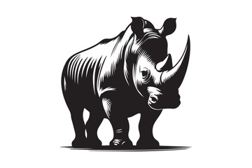 Rhino Icon in black and White Dynamic Animal Graphic Design