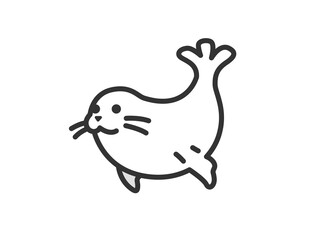 アザラシのアイコン（線画）のイラスト