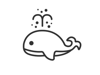 潮吹きクジラのアイコン（線画）のイラスト