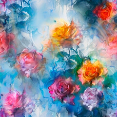 Obraz premium seamless watercolor floral primitive wallpaper