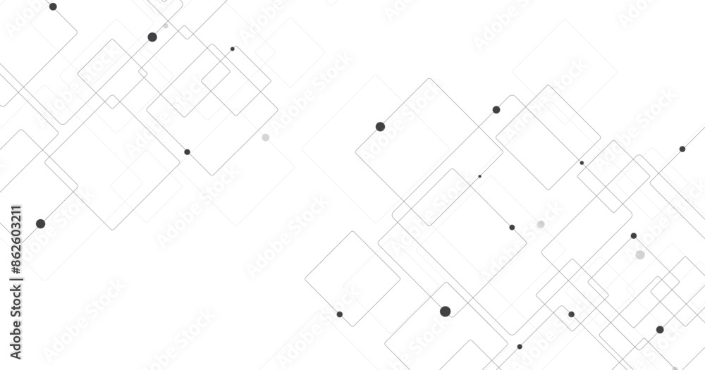 Poster Black a square diagram on a white background. Geometric abstract background with simple square elements. black square diagram concept. High-tech square geometric connection system.