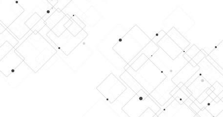 Black a square diagram on a white background. Geometric abstract background with simple square elements. black square diagram concept. High-tech square geometric connection system.