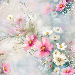 Fototapeta premium seamless watercolor floral primitive wallpaper