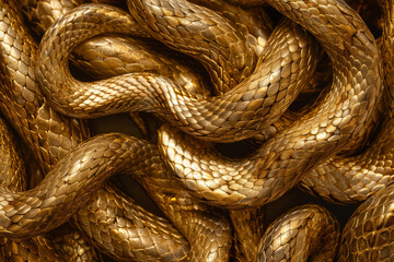 Fototapeta premium Close up of snakes tangled together. Chinese new year 2025 background. Year of the snake
