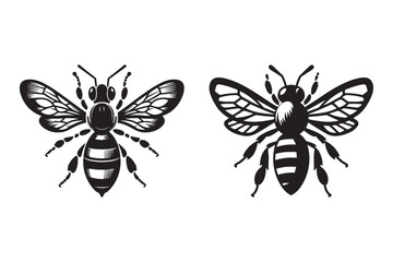Bees of the highest quality silhouette Icon Set Vector Design